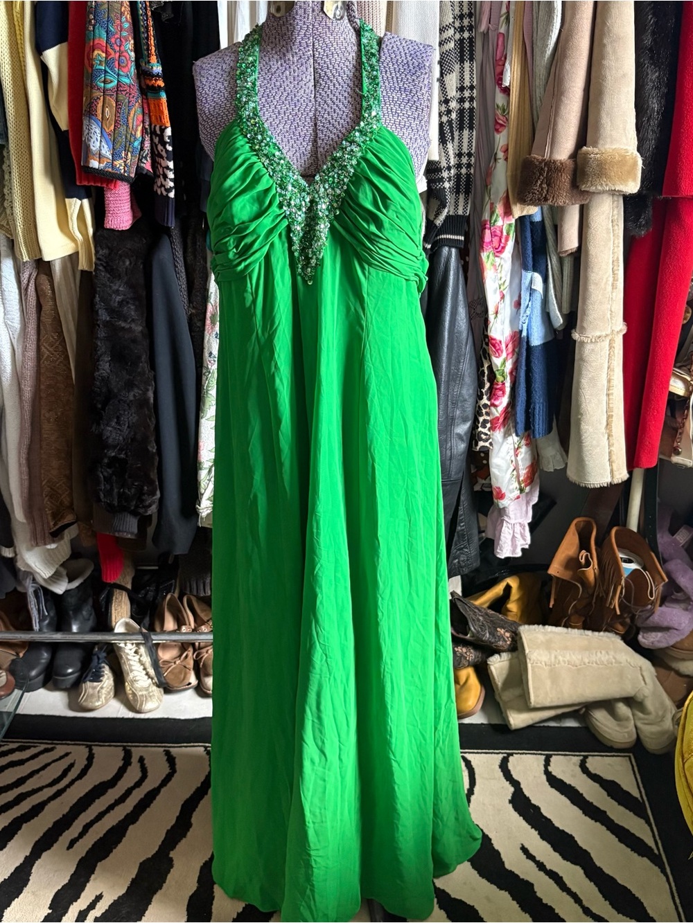 Vintage Y2K Green Sequin Gown